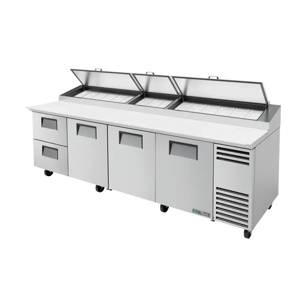 True TPP-AT-119D-2-HC 119" Pizza Prep Table, Holds 15 -1/3 Pans, 2 Drawer, Stainless Steel, 7 Year Warranty