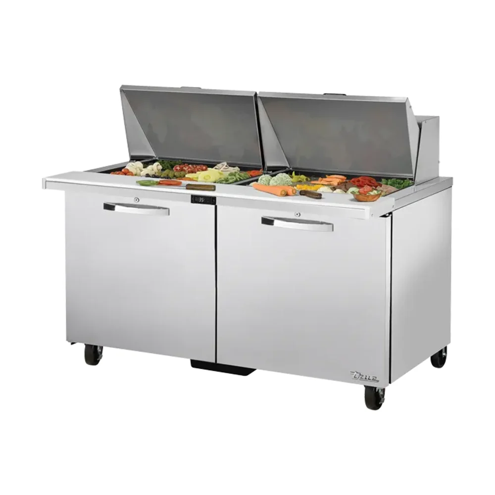 True TSSU-60-24M-B-ST-HC~SPEC3 60" Mega Top Sandwich and Salad Prep Table, Holds (24) 1/6 Pans, Stainless Steel, 7 Year Warranty