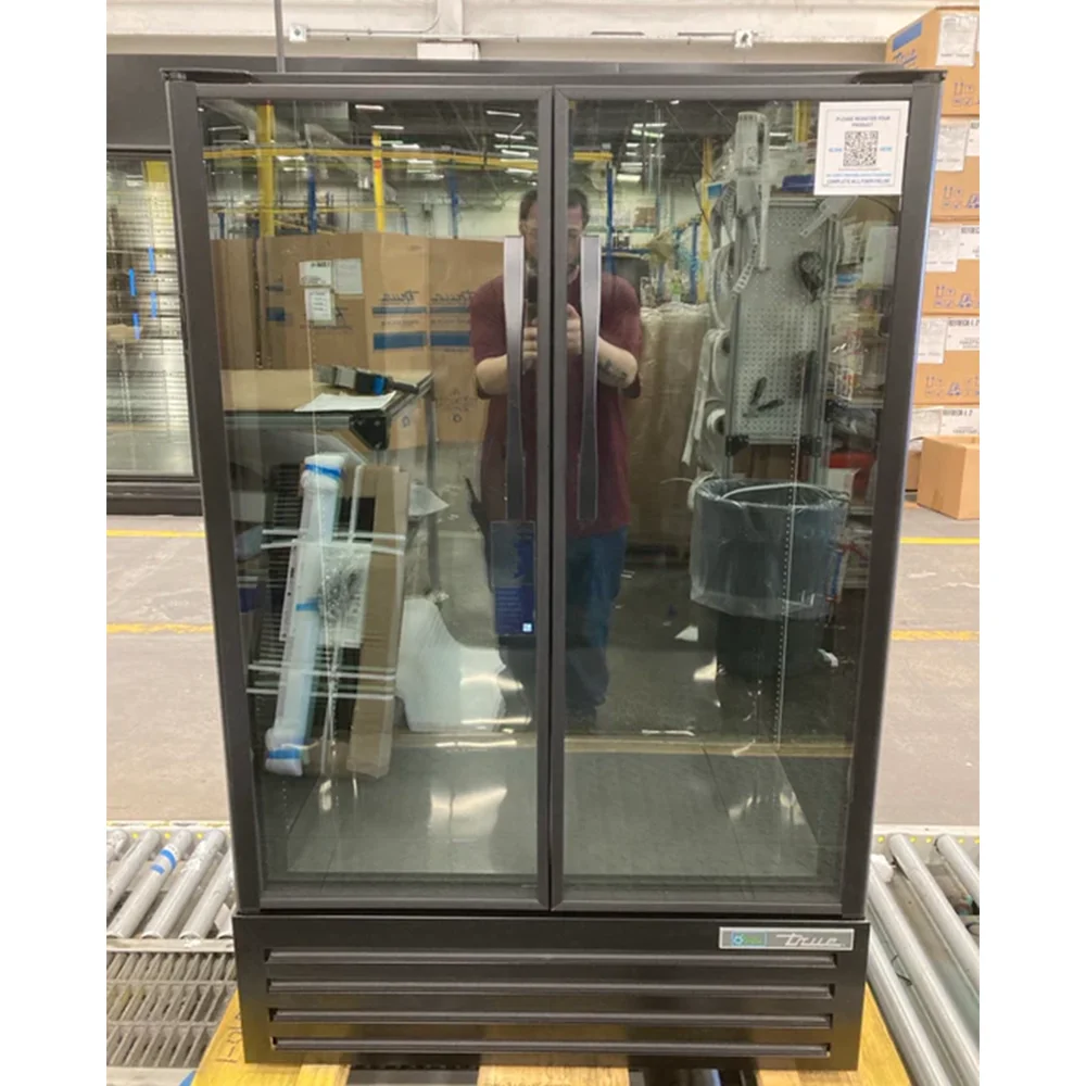 Used True TVM-36SL-HC~VM03 36" Glass Door Merchandiser, 2 Doors, Black, 3-Year Limited Warranty