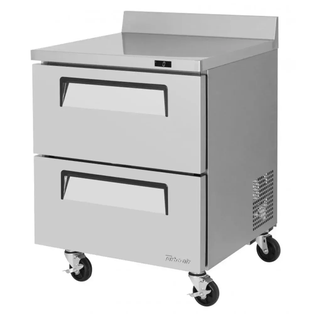 Single section stainless steel worktop freezer by Turbo Air with a compact layout, dependable freezing, and easy access for high demand use.