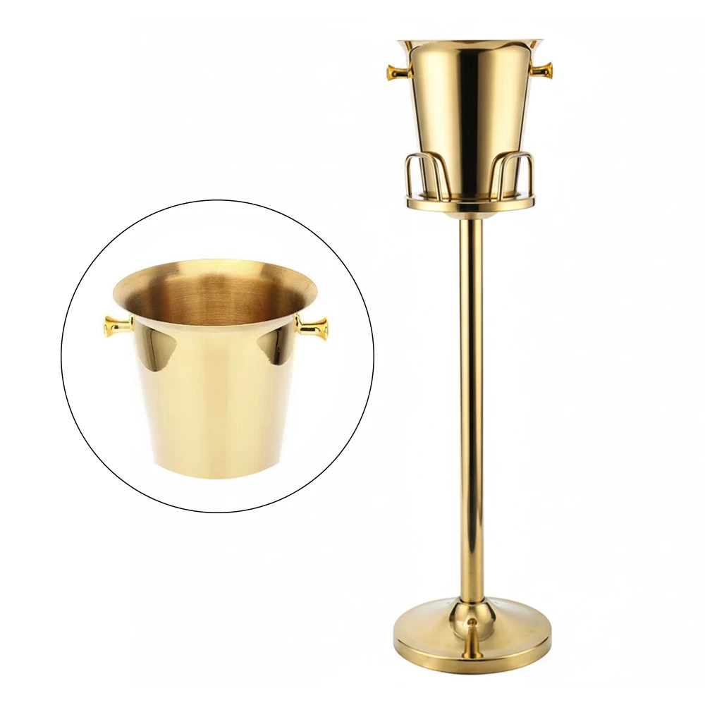 ServeCraft Series 3 ft Tall Wine Cooler Ice Bowl with Stand, Stainless Steel, Gold
