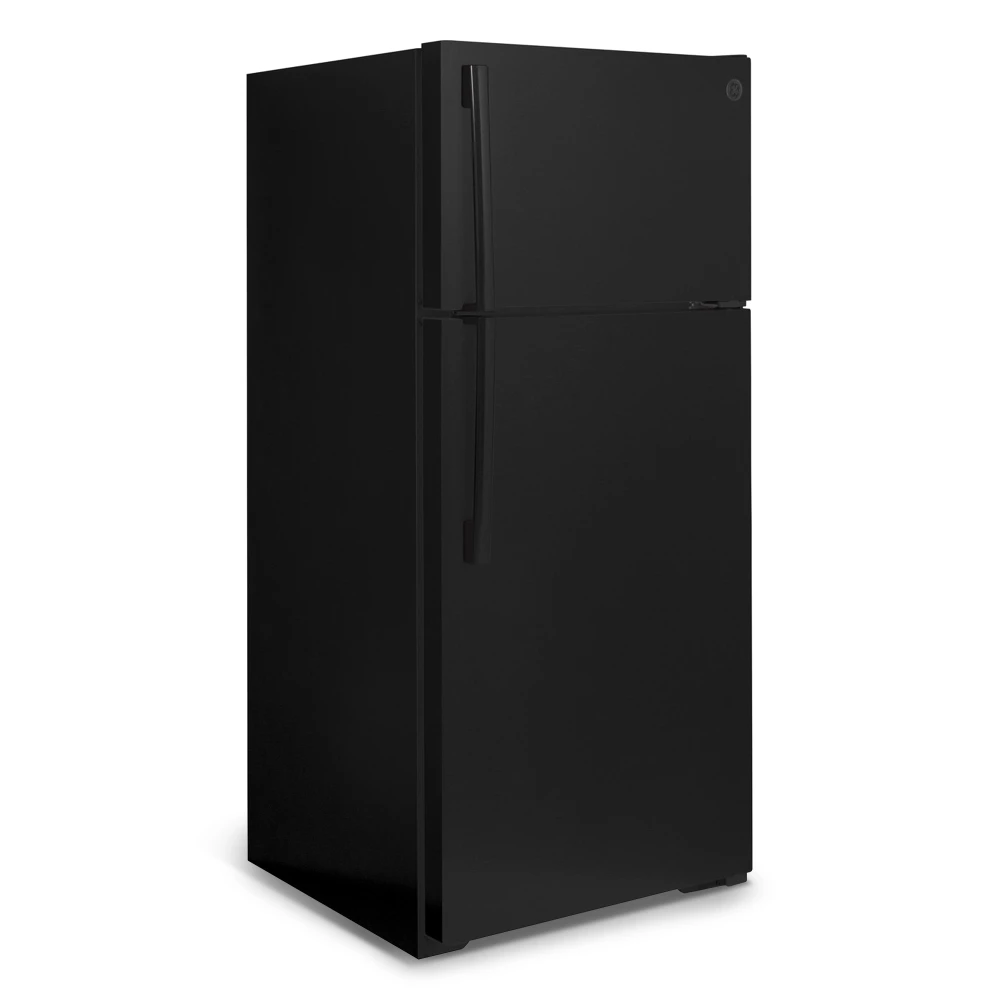 GE GTE17DTNRBB 28" Top Freezer Refrigerator, 16.6 Cu. Ft., Black