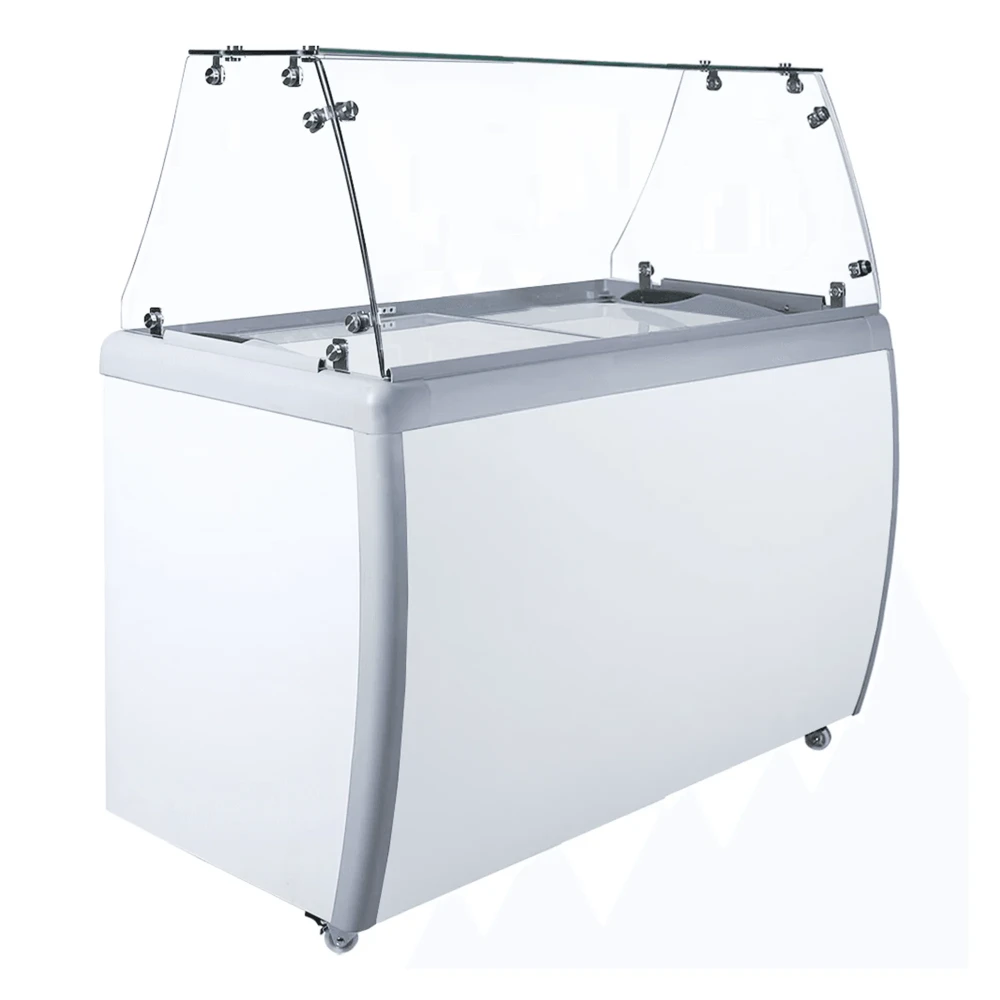 ProKitchen Series 49" Ice Cream Dipping Cabinet Freezer with Flat Sneeze Guard, 8 Tubs Capacity, 1 Year Warranty
