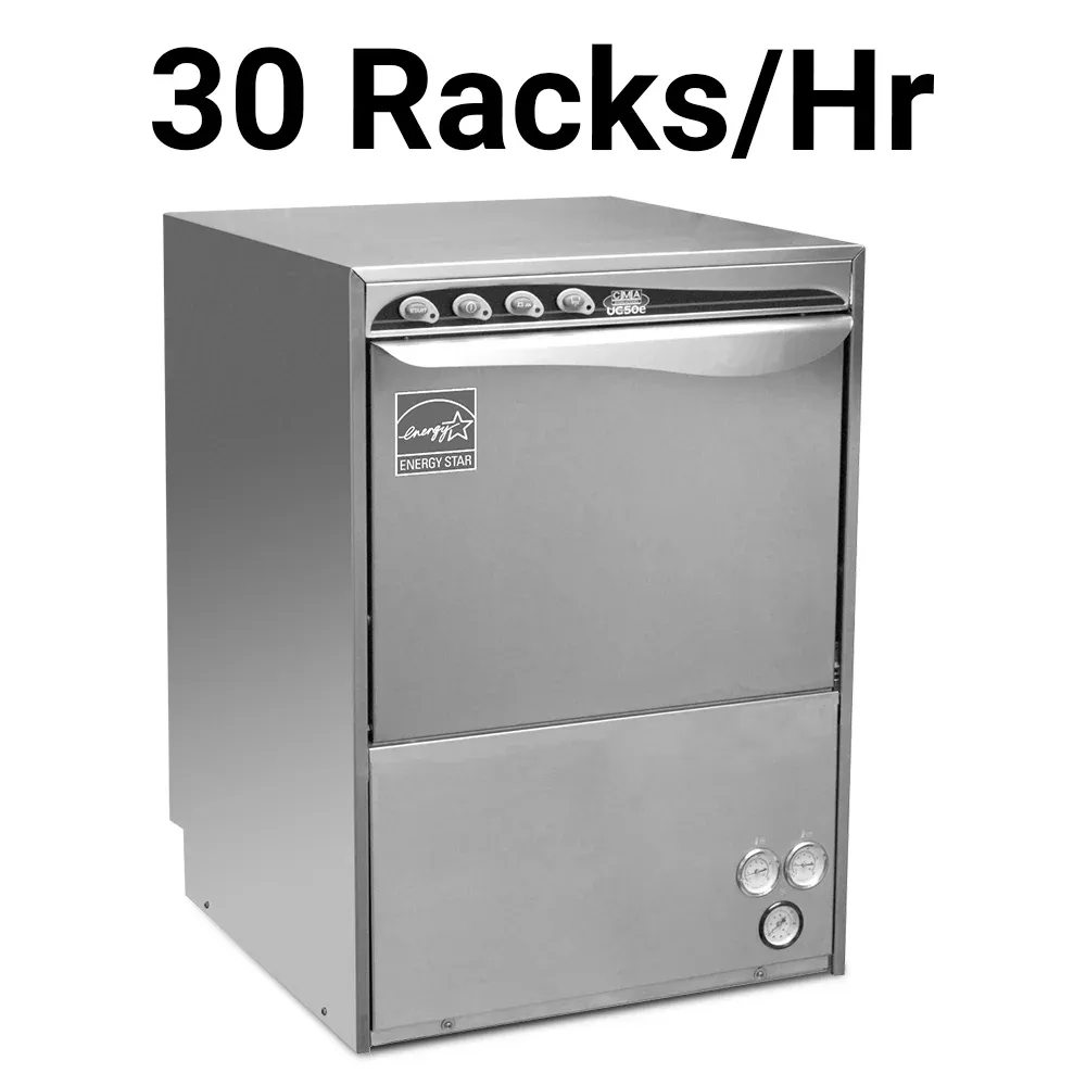 High-temp CMA undercounter dishwasher for sleek kitchens, compact yet powerful, sanitizing cookware fastideal for cafes, bistros, and hotel kitchens.