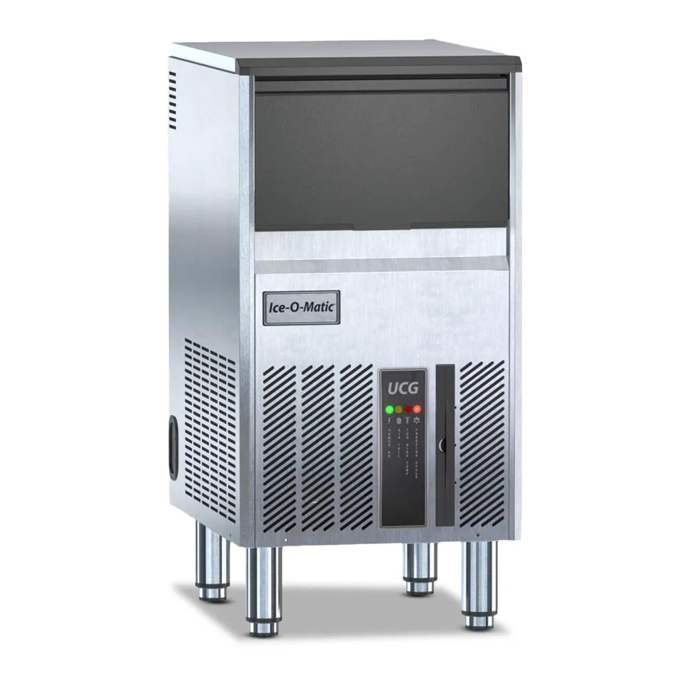 Ice-O-Matic air cooled undercounter gourmet cube ice machine with compact bin, efficient ice production for limited space kitchens.