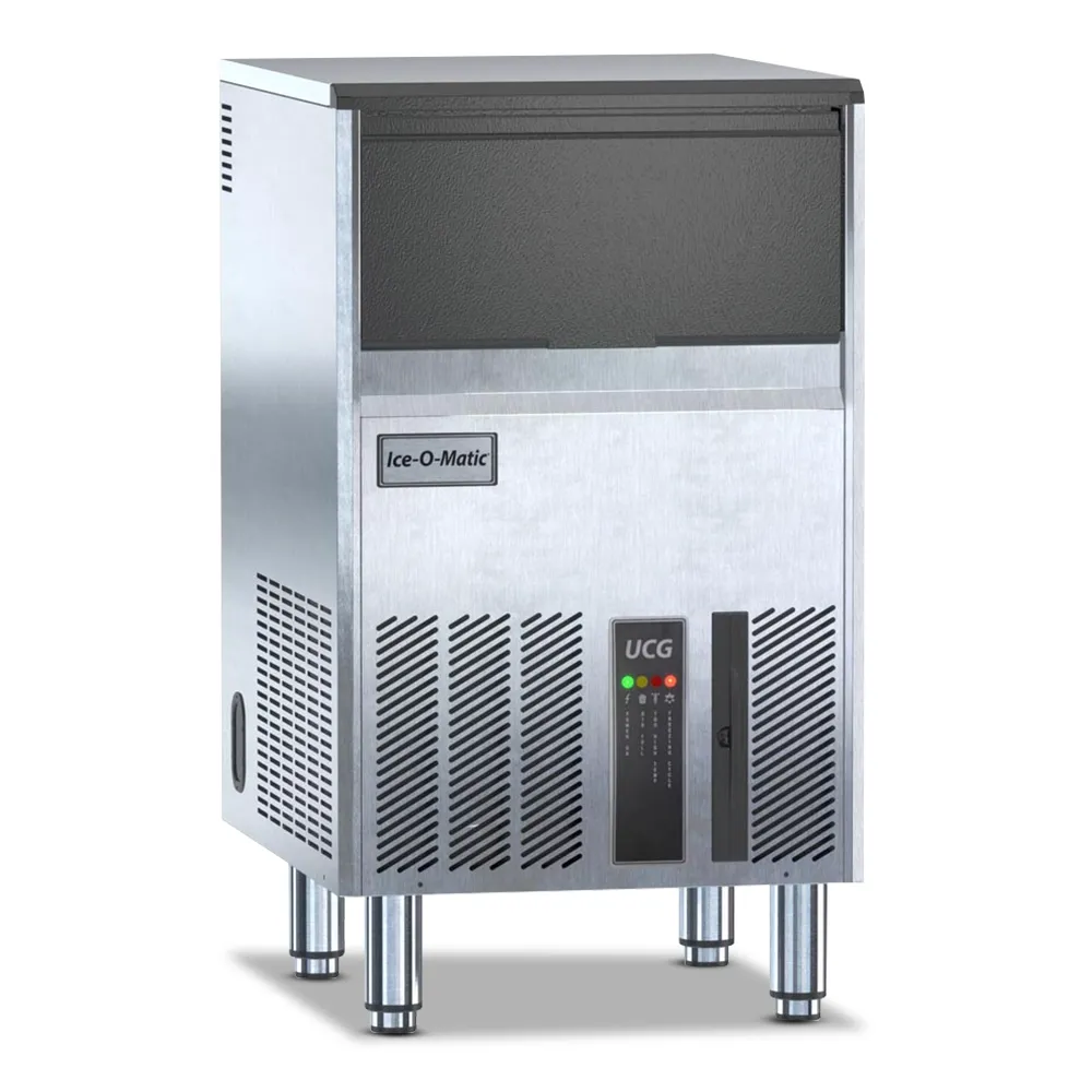 Ice-O-Matic air cooled undercounter gourmet cube ice machine with small storage bin, designed for compact commercial spaces.