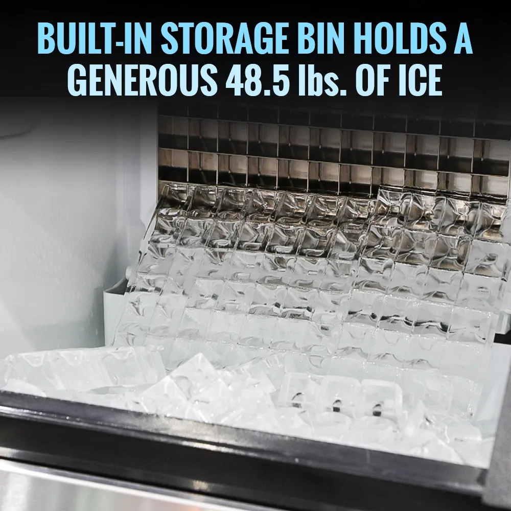 Ice-O-Matic air cooled undercounter gourmet cube ice machine with convenient storage bin, ideal for bars, restaurants, and cafes.