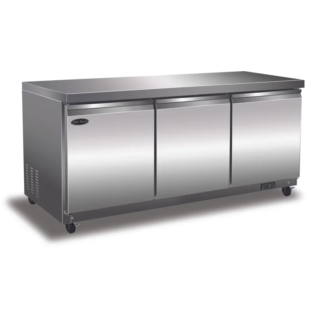 Serv-ware UCR-72-HC-T 72" Undercounter Refrigerator, 3 Doors, Stainless Steel, 115V
