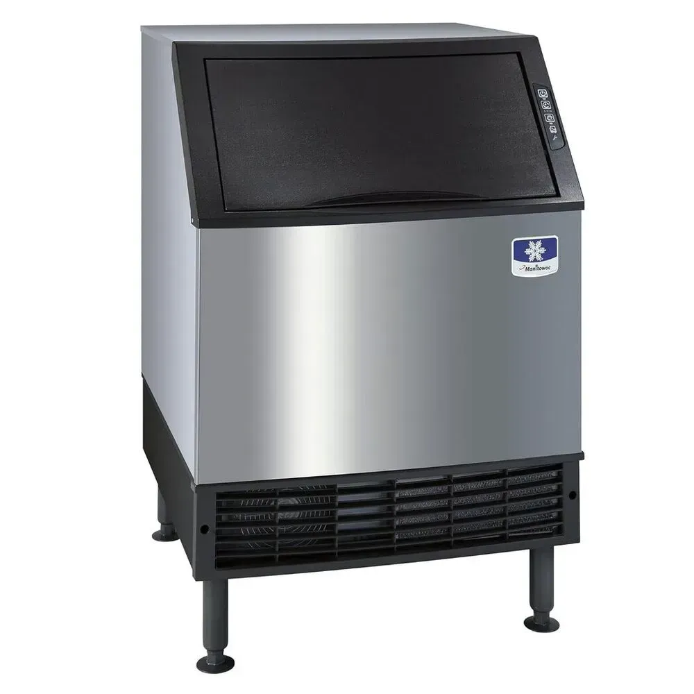 Manitowoc twenty-six-inch air-cooled undercounter full cube ice machine with compact bin, ideal for bars, coffee shops, and smaller kitchens.