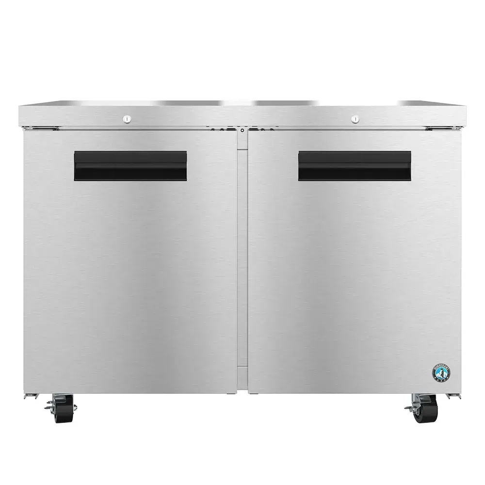 Undercounter freezer from Hoshizaki America with two doors and sections, ideal for frozen storage in cafés and space constrained kitchens.