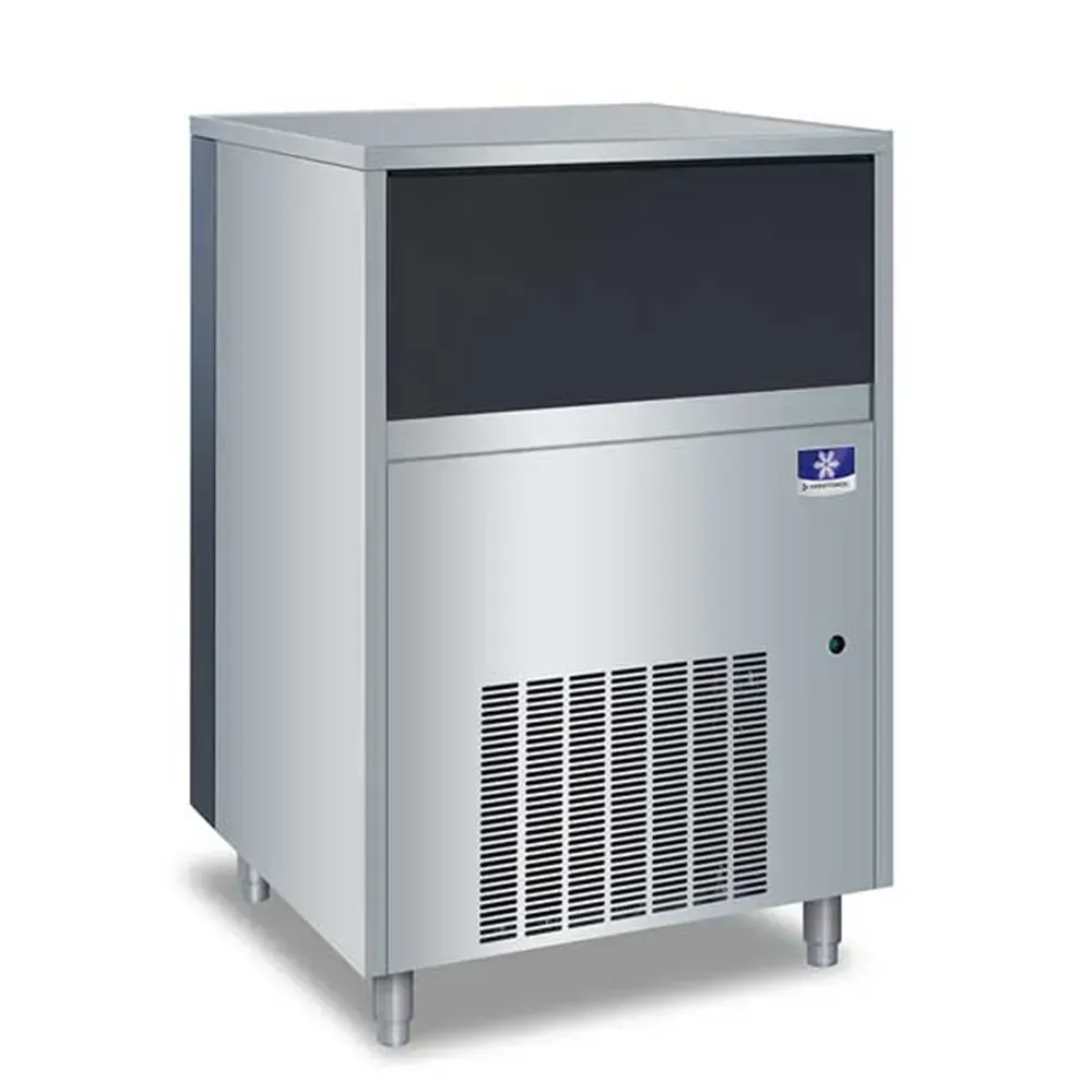 Manitowoc air-cooled undercounter flake ice machine with fifty-pound bin, ideal for hotels food displays, delivering high daily output in compact form