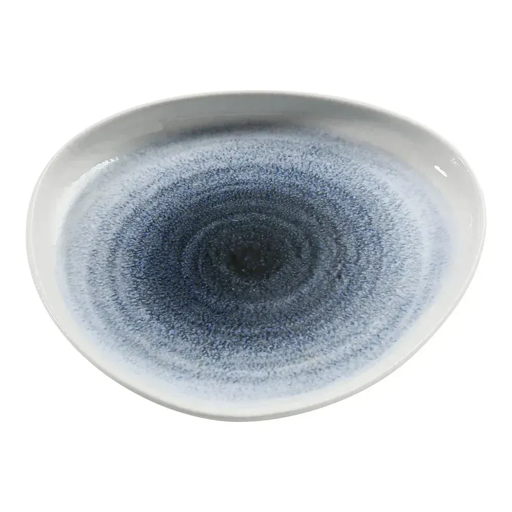 Yanco China triangle white melamine dinner plate, ideal for individual servings with a modern and stylish table presentation.