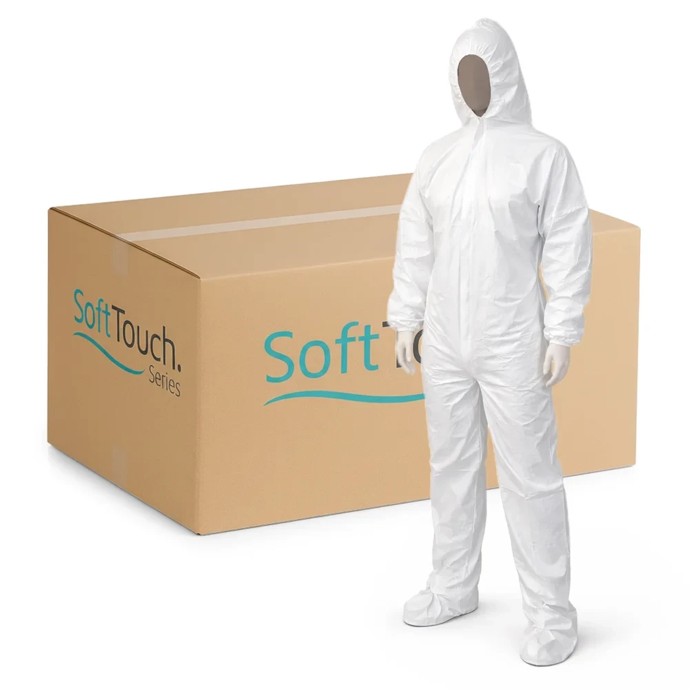 SoftTouch Series Safety Zone Coverall Front Zipper with Elastic Wrists, Extra Large, White, 25/Case