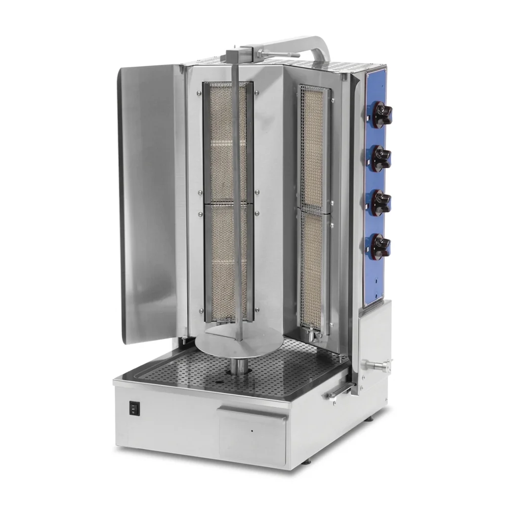 Pegasus V2C-8G 20" Vertical Gyro Machine, Heavy Duty, Natural Gas, 2 Columns, 100 lb Meat Capacity, 34,120 BTU, 120V - Vega Series