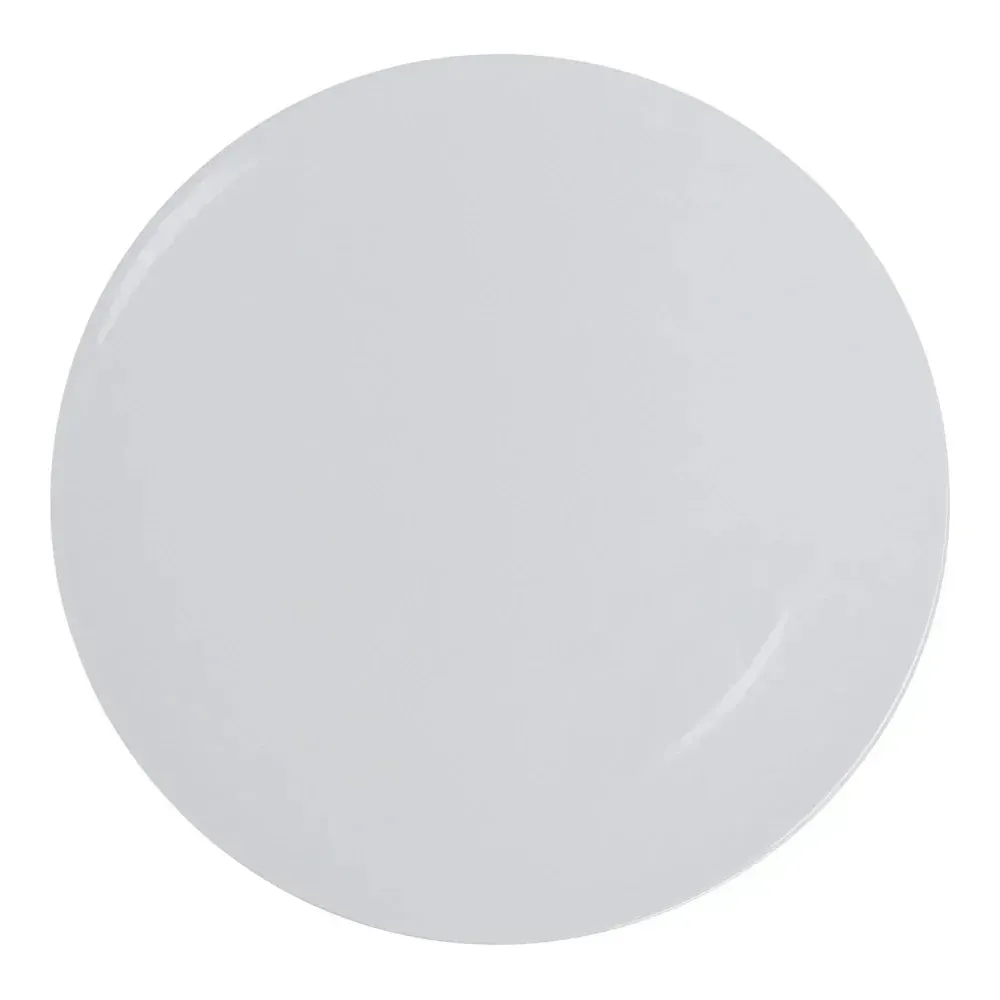 Yanco China white melamine round Venice pizza plate, perfect for individual pizzas, blending practicality with stylish appeal.