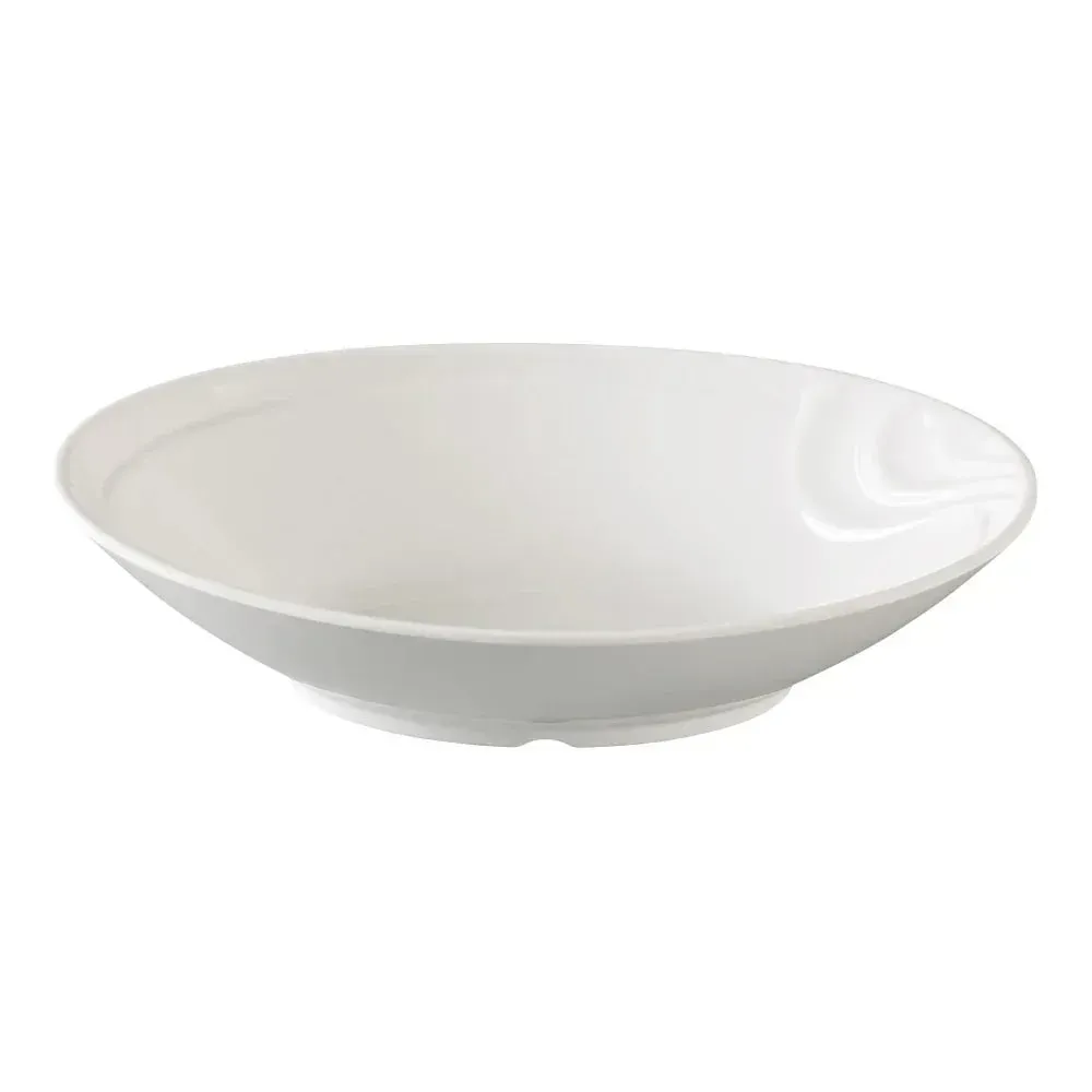 Yanco China white melamine oval Venice bowl, perfect for personal servings or neatly presented side dishes with simple, timeless style.