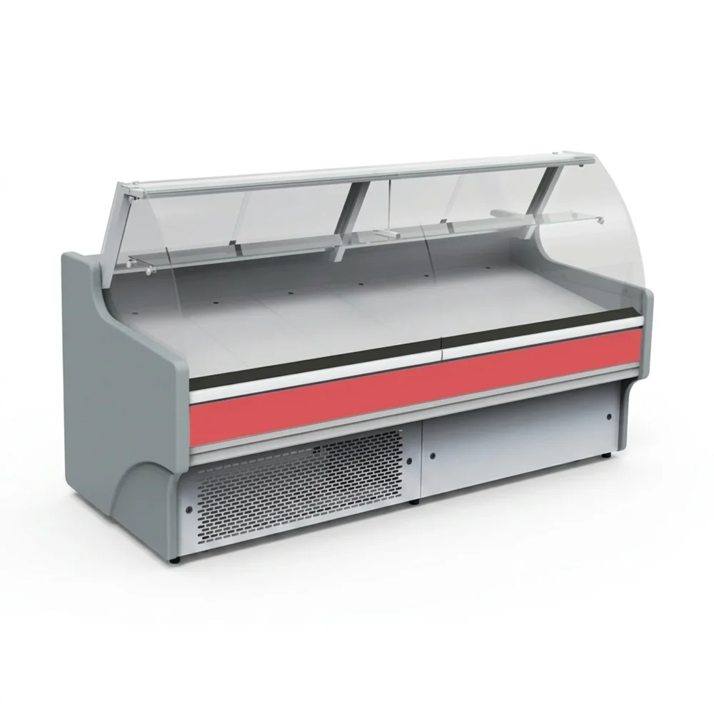 Frigomax Series 52.4" Curved Glass Bakery Display Case, Lift-Up Lid, 16.6 cu. ft., Gray/White, 110V