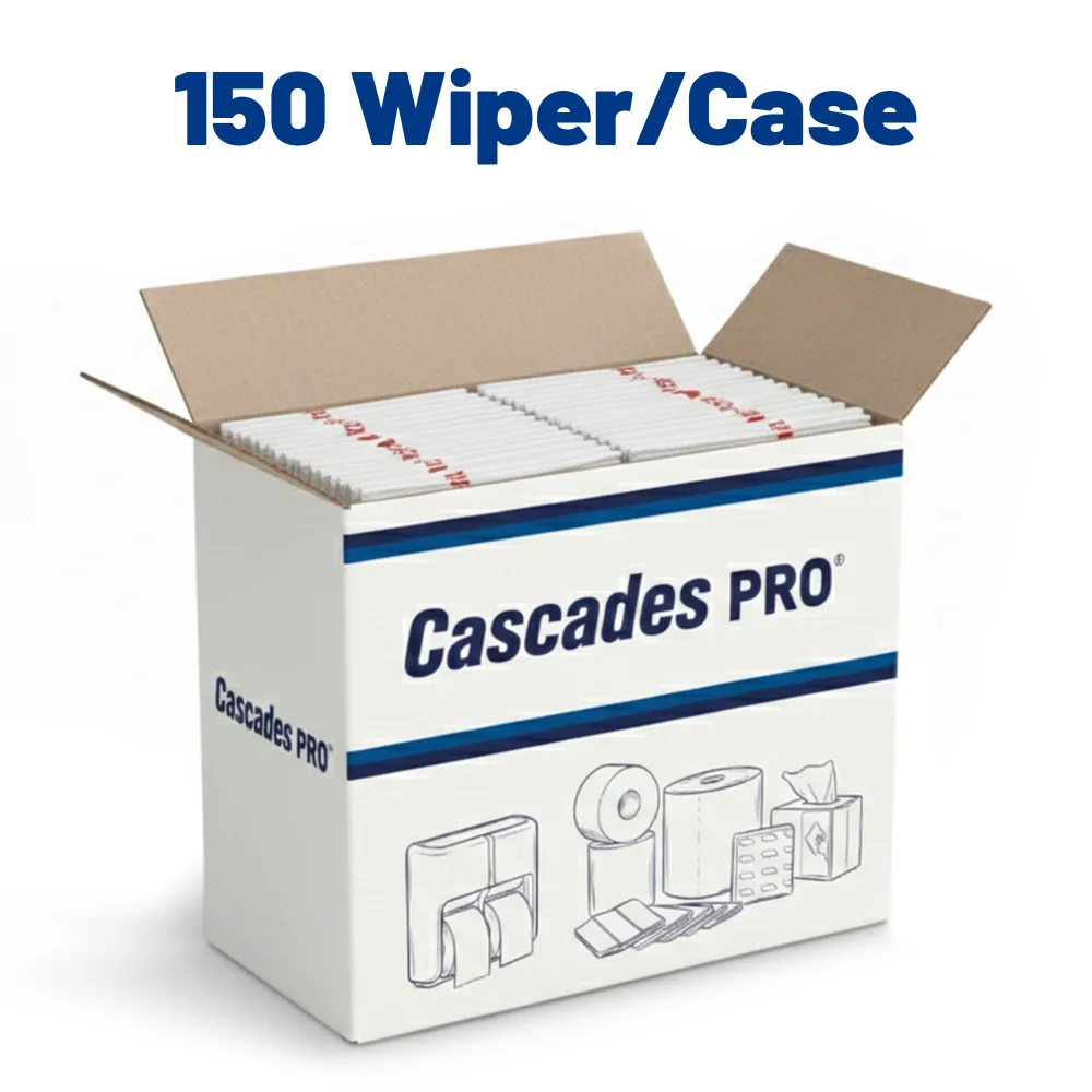 Cascades PRO Tuff-Job Antimicrobial Food Wipers, 1-Ply, 1/4 Fold, White, 150/Case