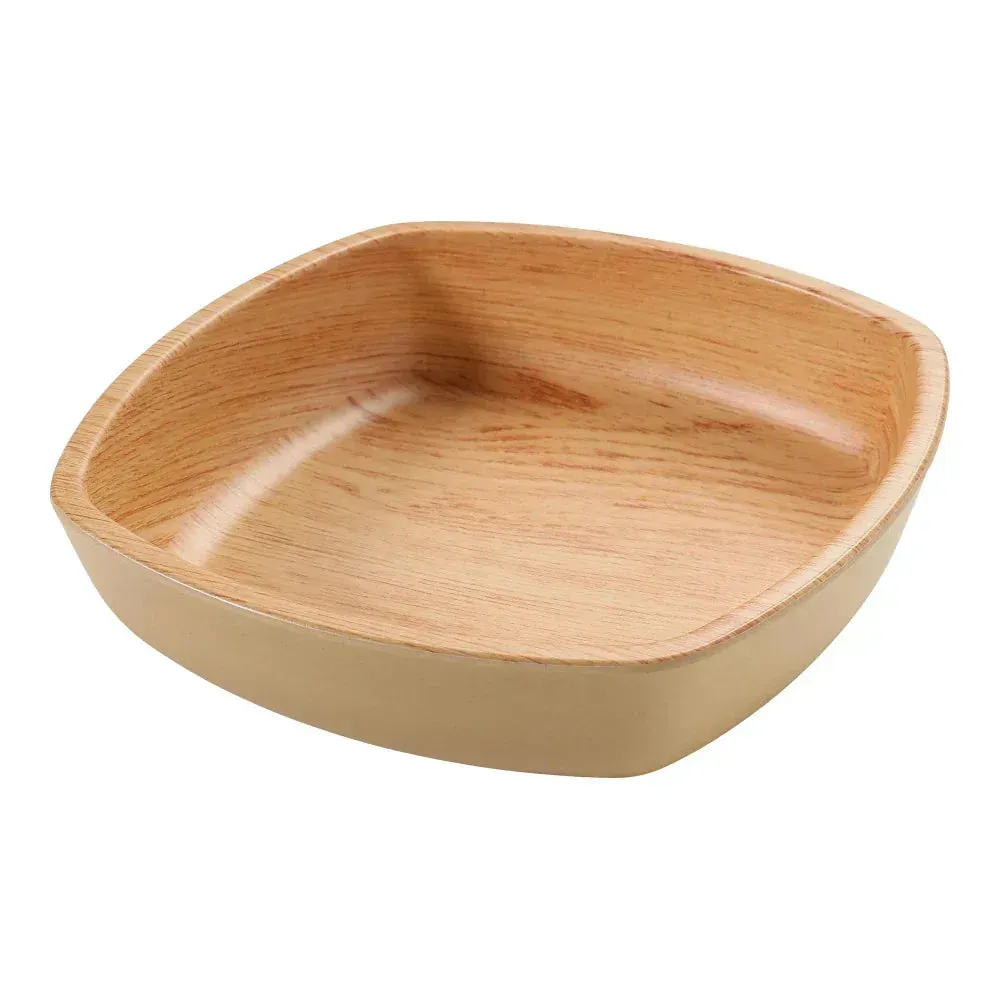 Yanco WD-2306 Melamine Square Wooden Bowl 14oz, Golden Oak