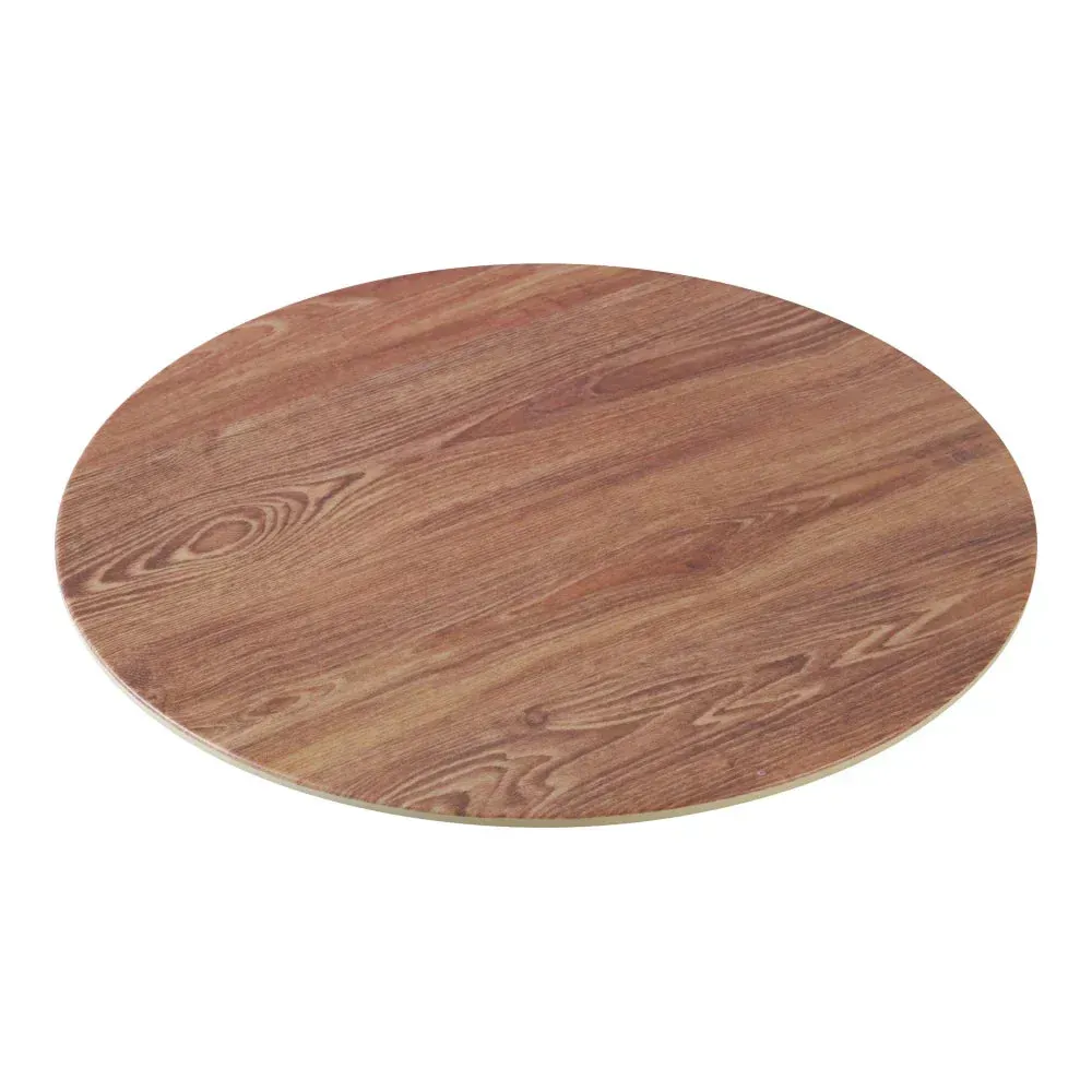 Yanco China round wooden tray in warm brown tone, ideal for bringing a cozy, inviting feel to your table for both casual and formal dining.