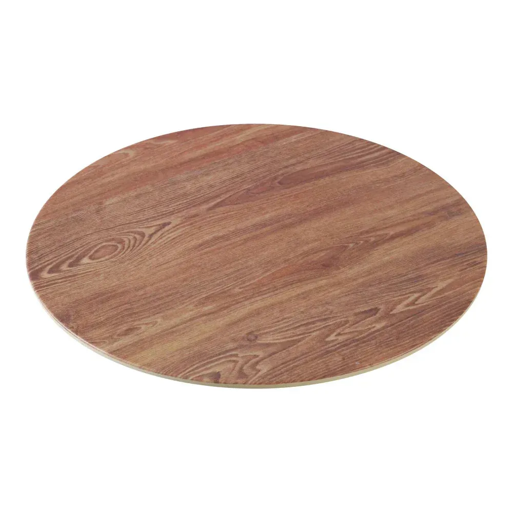 Yanco China round wooden tray with natural grain, perfect for serving meals in rustic style that adds charm and warmth to any dining table.