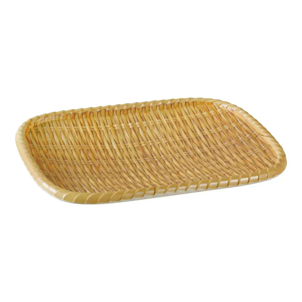 Yanco China rectangular tray with wooden texture, perfect for daily use while adding a charming touch to your dining service.