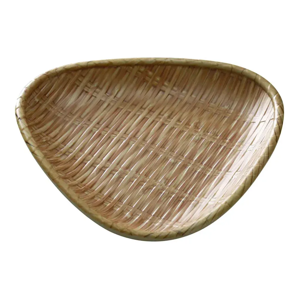 Yanco China triangular plate with bamboo design, ideal for beautifully presenting dishes while enhancing table appeal and style.