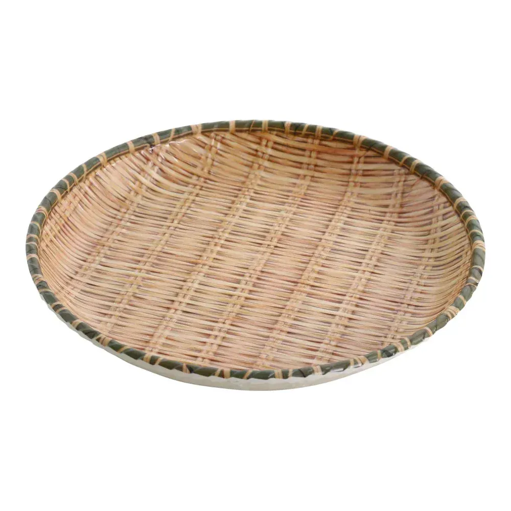 Yanco China round dinner plate with bamboo-texture surface, bringing rustic charm and refined elegance to special dining occasions.