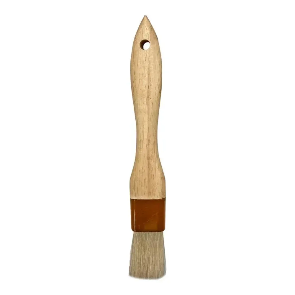 Thunder Group WDPB001 1" Flat Pastry Brush, Boar Bristles, Brown Plastic Ferrule, Wood Handle
