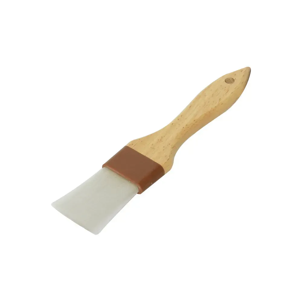 Thunder Group WDPB002N 1-1/2" Flat Pastry Brush Nylon Bristles, Brown Plastic Ferrule, Wood Handle