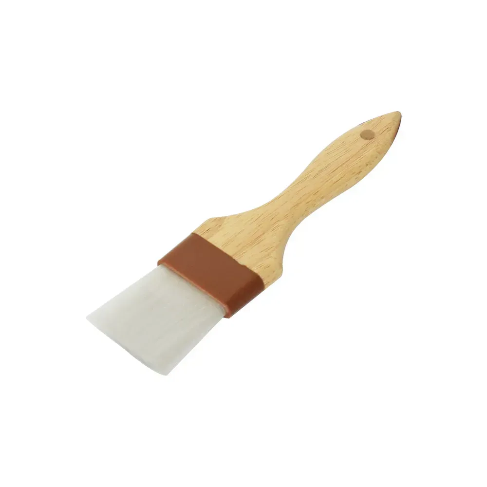 Thunder Group WDPB003N 2" Flat Pastry Brush Nylon Bristles, Brown Plastic Ferrule, Wood Handle