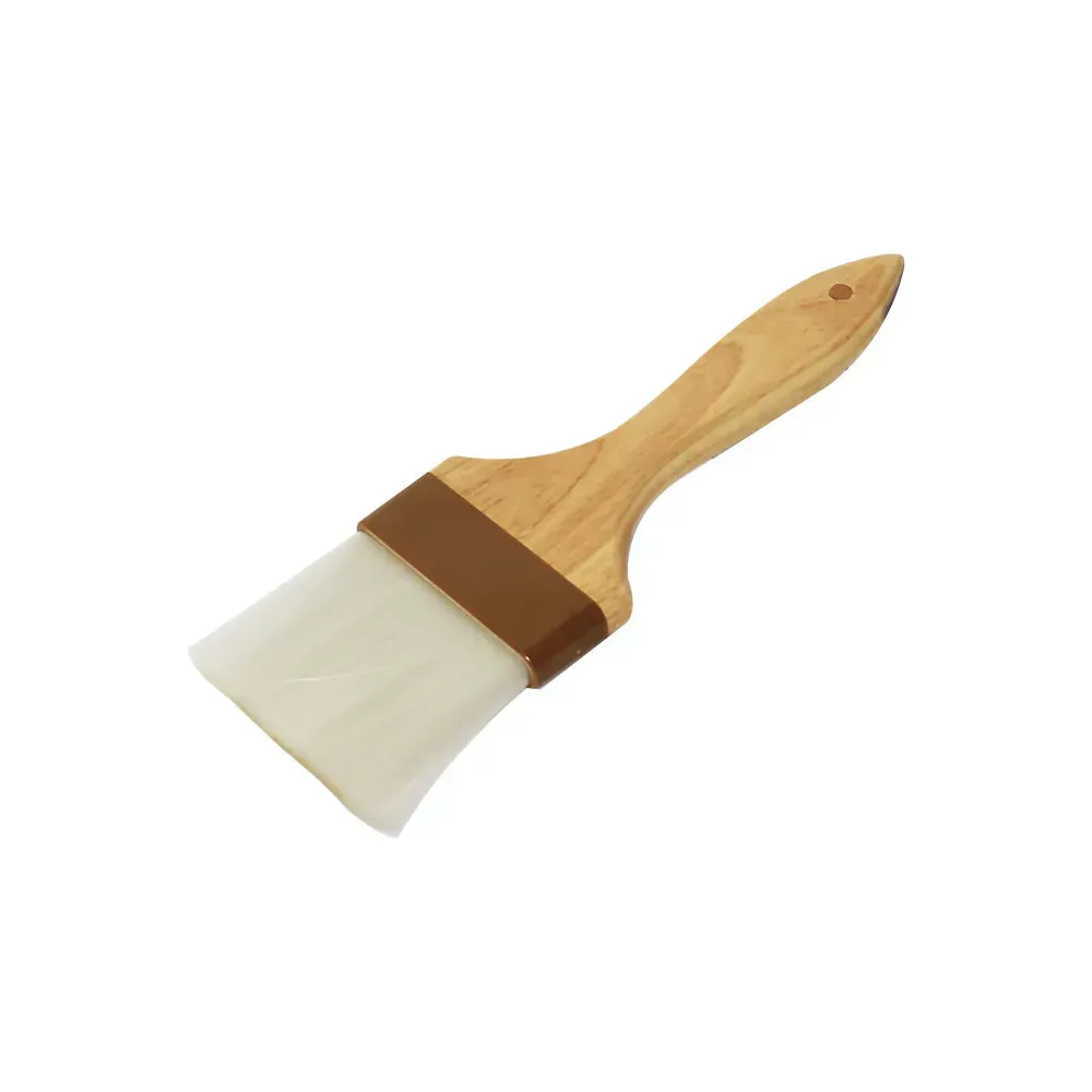 Thunder Group WDPB004N 3" Flat Pastry Brush Nylon Bristles, Brown Plastic Ferrule, Wood Handle
