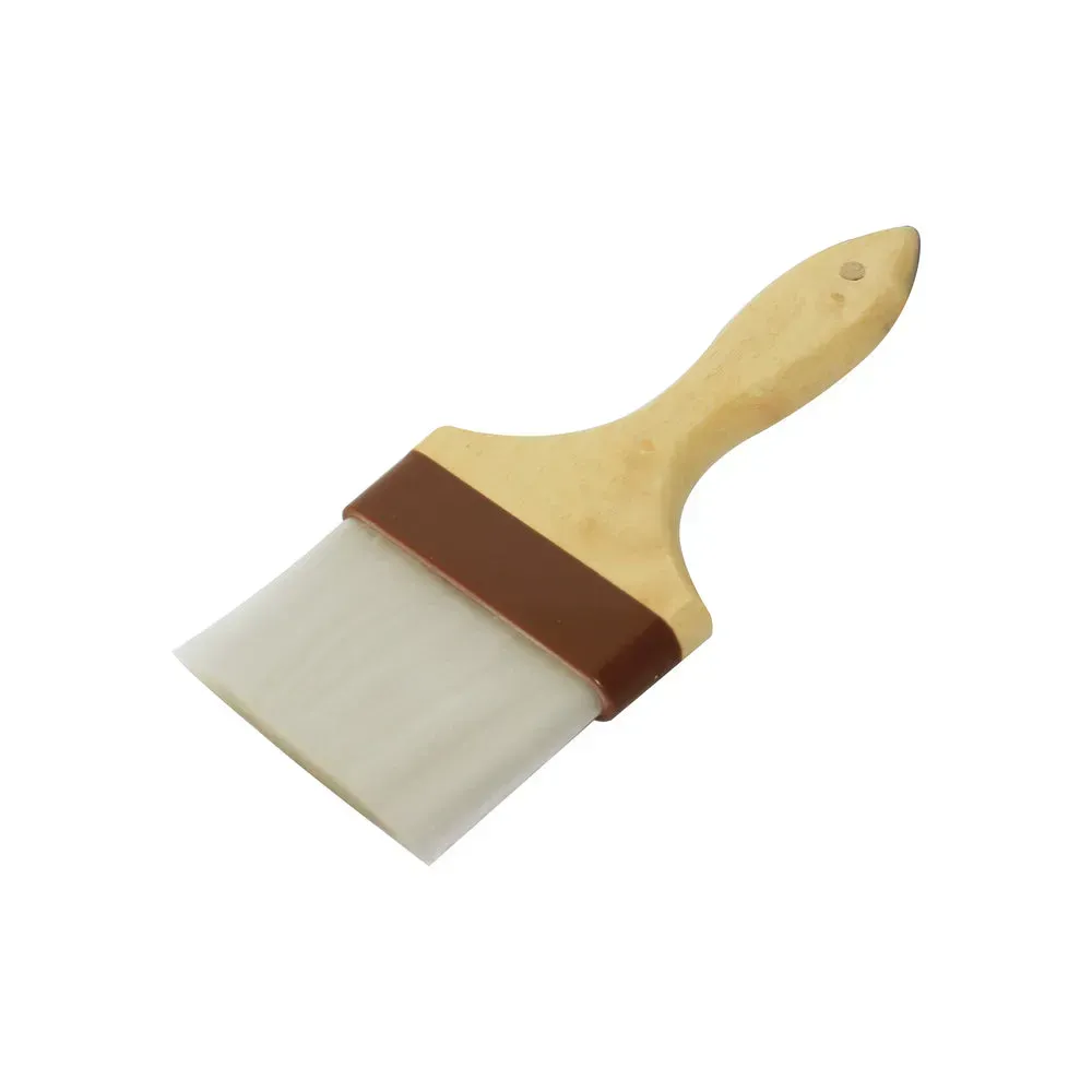 Thunder Group WDPB005N 4" Flat Pastry Brush Nylon Bristles, Brown Plastic Ferrule, Wood Handle