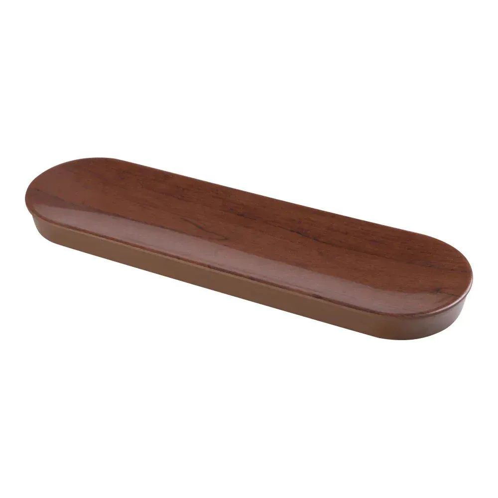 Yanco China petite melamine oblong wood-grain olive tray with smooth surface, ideal for condiments or small sides in refined dining spaces.