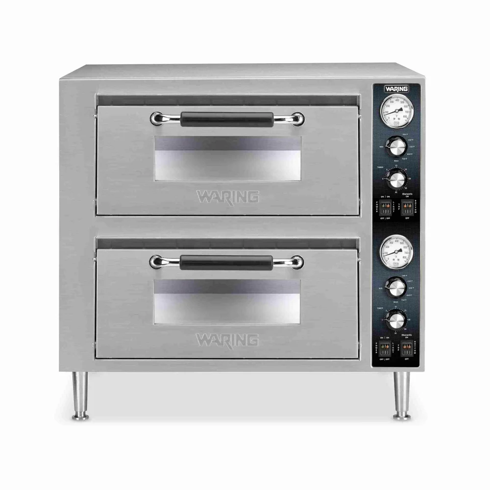 Waring WPO750 26" Double-Deck Pizza Oven, Dual Chamber, Stainless Steel Exterior, 240V