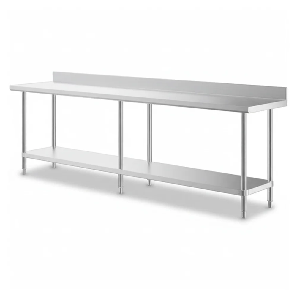 24" x 108" 16-Gauge Commercial Work Table with 4" Backsplash and Undershelf, 304 Stainless Steel