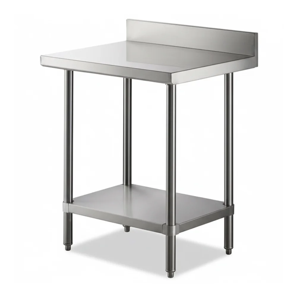 24" x 30" 16-Gauge Commercial Work Table with 4" Backsplash and Undershelf, 304 Stainless Steel