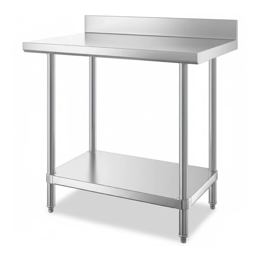 24" x 36" 16-Gauge Commercial Work Table with 4" Backsplash and Undershelf, 304 Stainless Steel