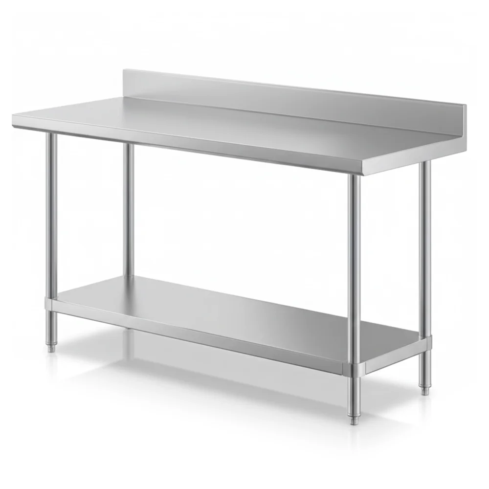 24" x 60" 16-Gauge Commercial Work Table with 4" Backsplash and Undershelf, 304 Stainless Steel