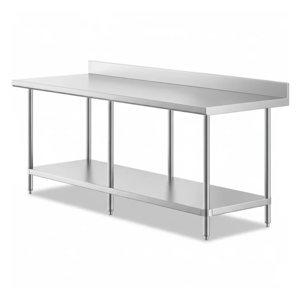 30" x 84" 16-Gauge Commercial Work Table with 4" Backsplash and Undershelf, 304 Stainless Steel