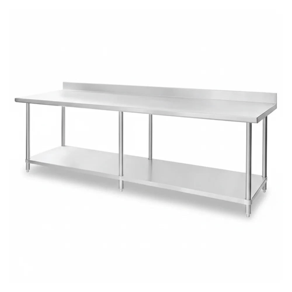 30" x 96" 16-Gauge Commercial Work Table with 4" Backsplash and Undershelf, 304 Stainless Steel