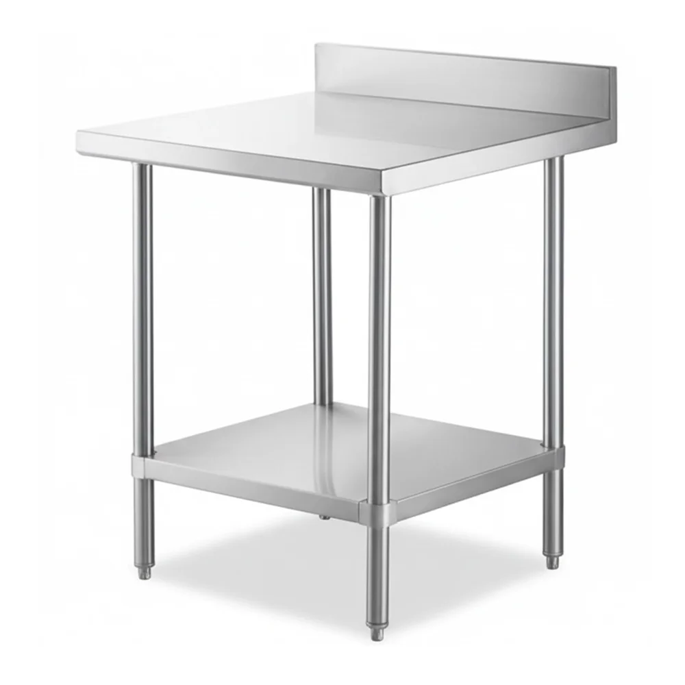 30" x 30" 16-Gauge Commercial Work Table with 4" Backsplash and Undershelf, 304 Stainless Steel