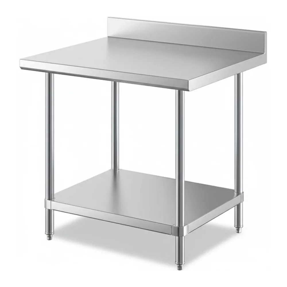 30" x 36" 16-Gauge Commercial Work Table with 4" Backsplash and Undershelf, 304 Stainless Steel