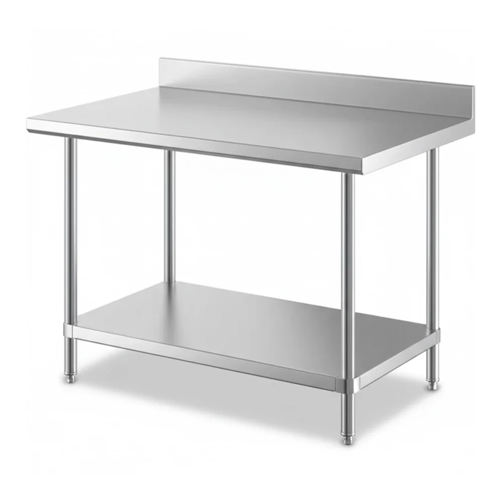 30" x 48" 16-Gauge Commercial Work Table with 4" Backsplash and Undershelf, 304 Stainless Steel