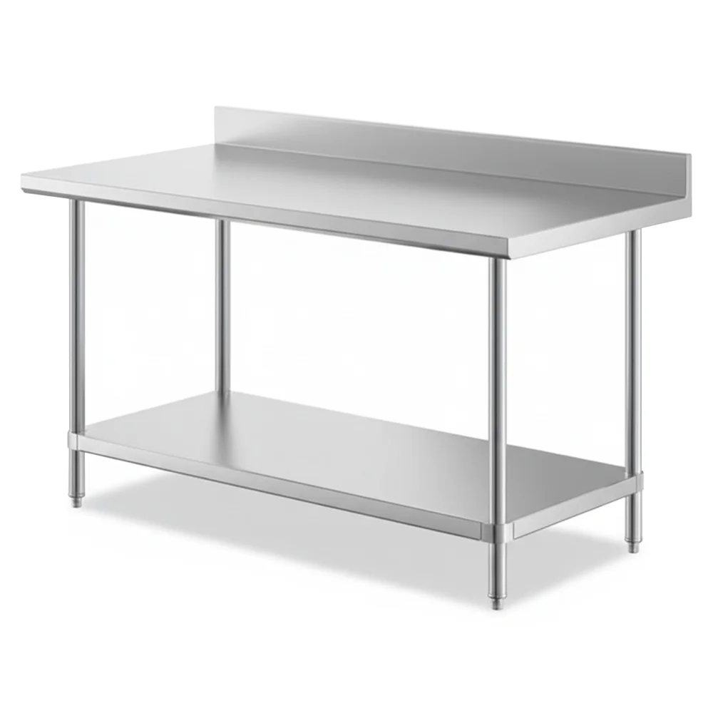 30" x 60" 16-Gauge Commercial Work Table with 4" Backsplash and Undershelf, 304 Stainless Steel