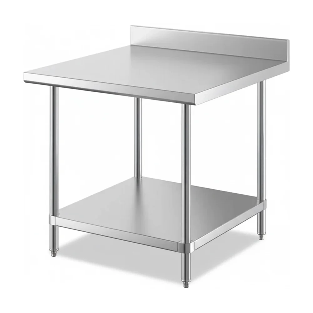 36" x 36" 16-Gauge Commercial Work Table with 4" Backsplash and Undershelf, 304 Stainless Steel