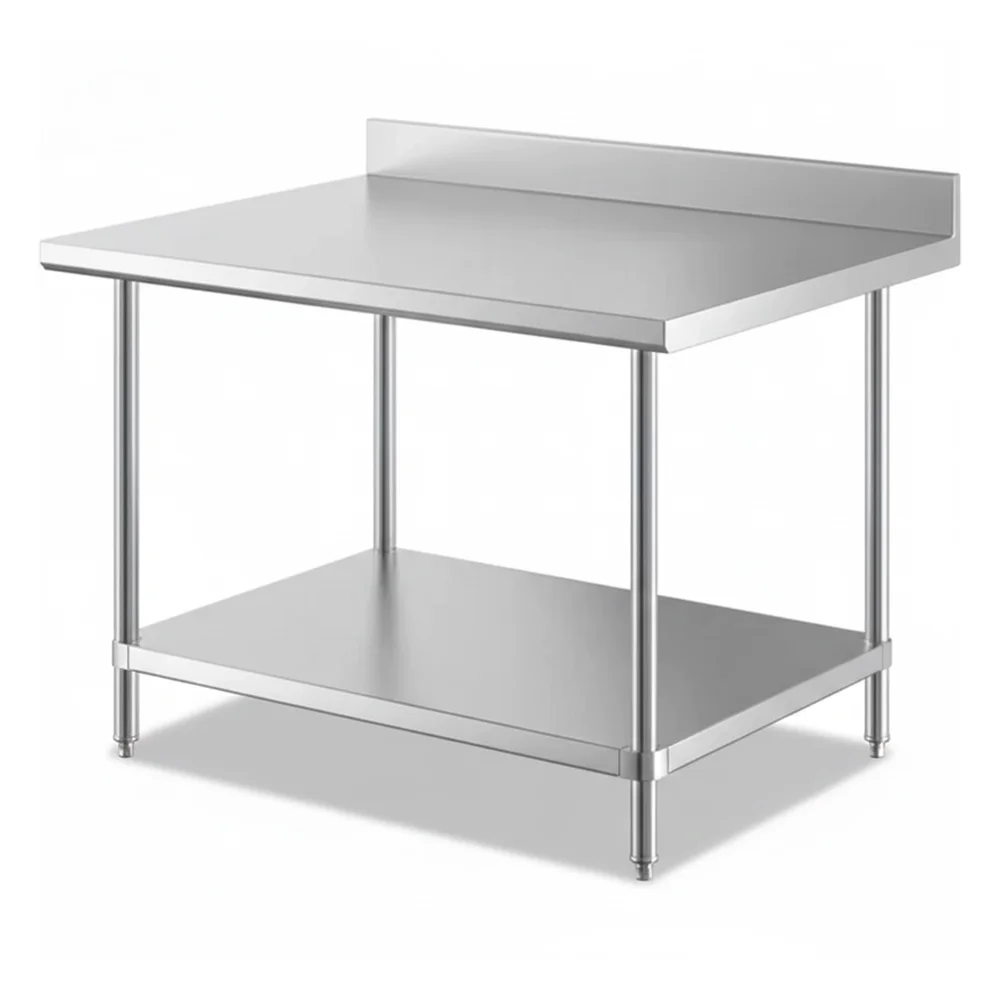 36" x 48" 16-Gauge Commercial Work Table with 4" Backsplash and Undershelf, 304 Stainless Steel