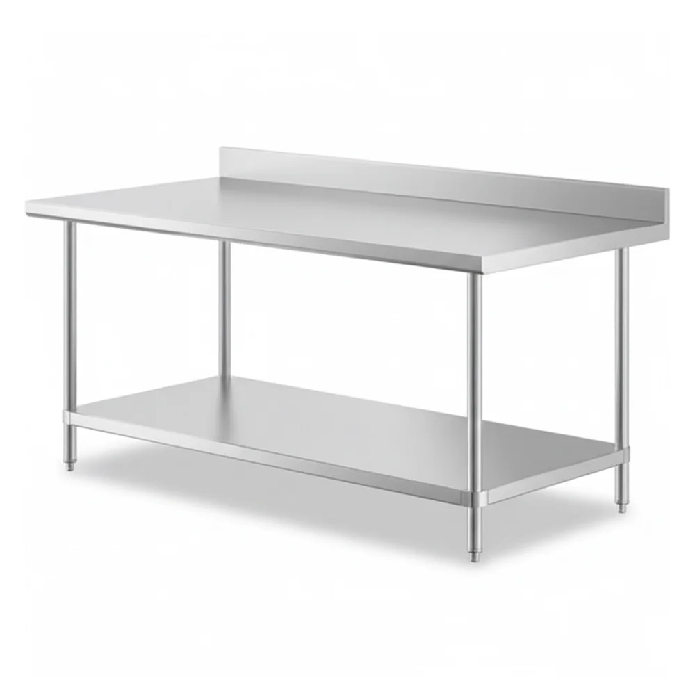 36" x 72" 16-Gauge Commercial Work Table with 4" Backsplash and Undershelf, 304 Stainless Steel