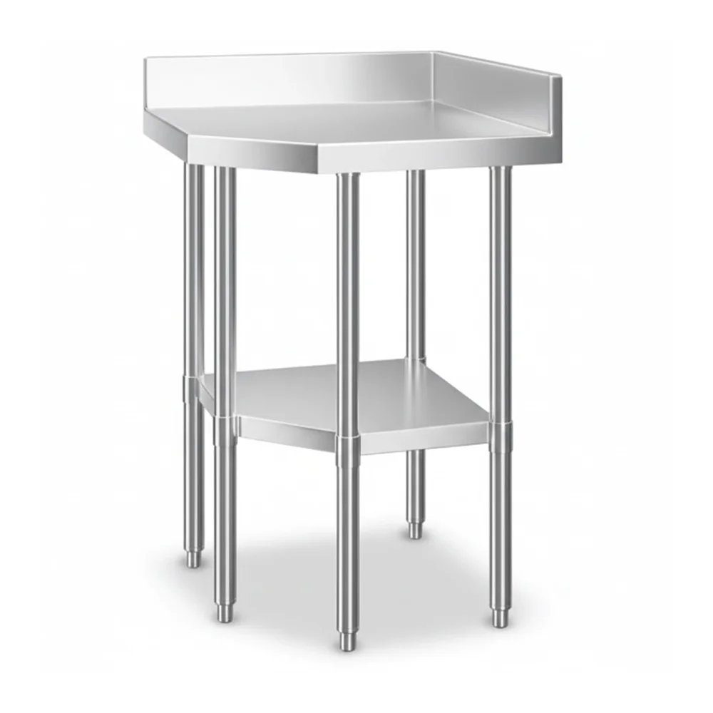 32" x 32" 16-Gauge Corner Work Table, Stainless Steel
