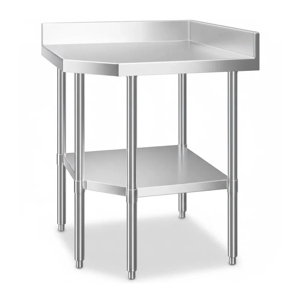 38" x 38" 16-Gauge Corner Work Table, Stainless Steel